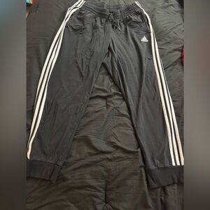 Adidas Women Black Joggers with White Stripes